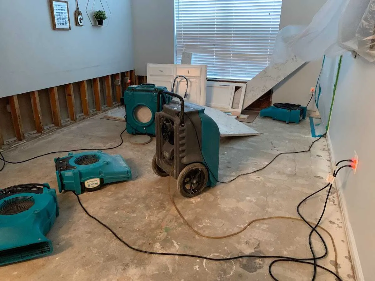Dehumidifier in flood-cut room for Water Damage Restoration in Stone Mountain